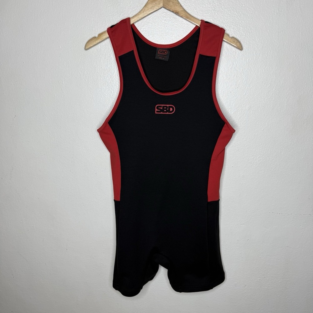 SBD Powerlifting Singlet Competition Black Red Mens XL